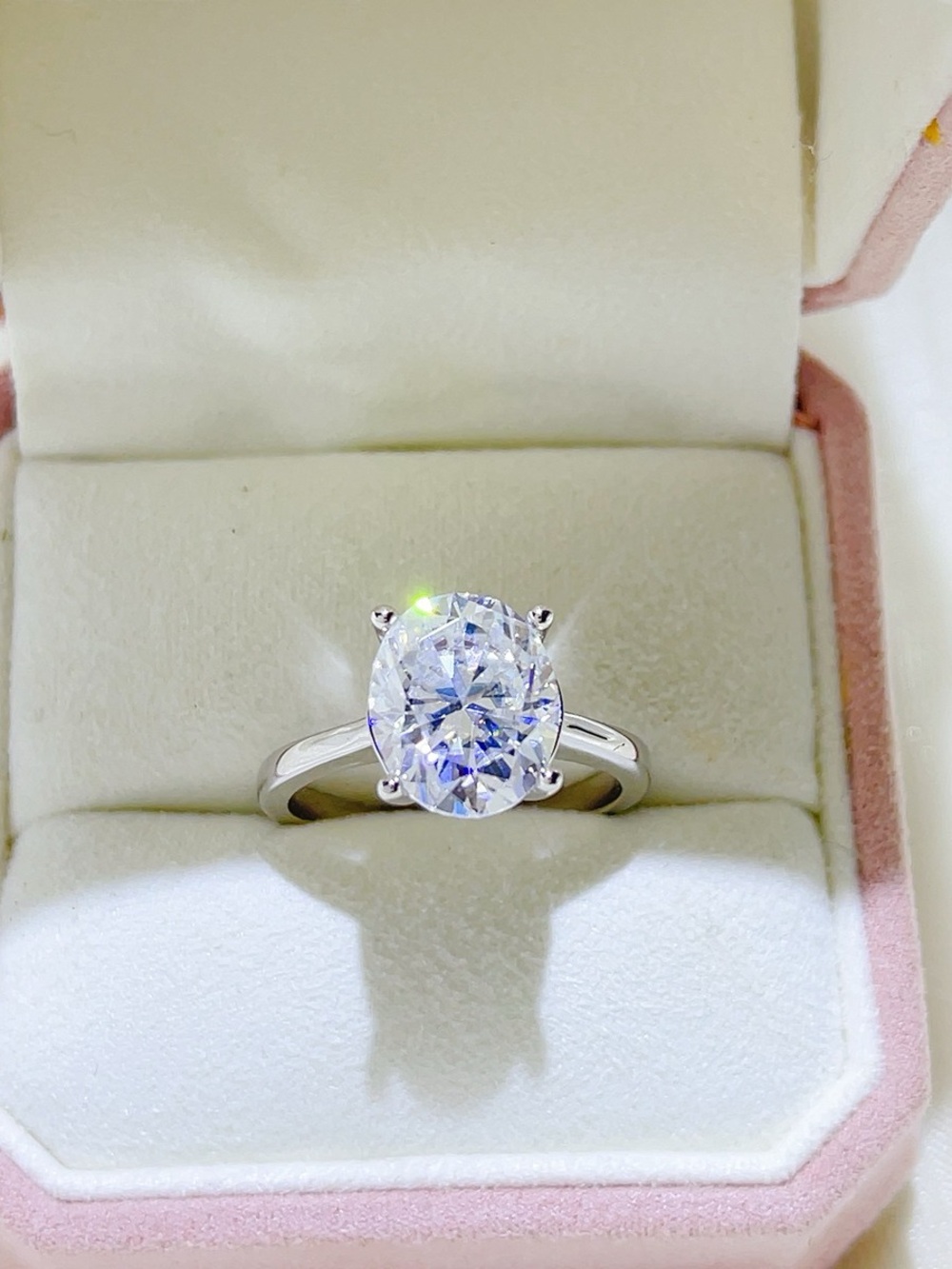 5 Carat Oval Moissanite Solitaire Ring 925 Sterling Silver Engagement Bridal